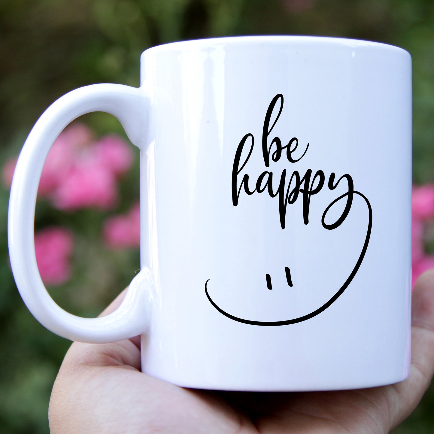 Be Happy. Inspirational Coffee Mug.