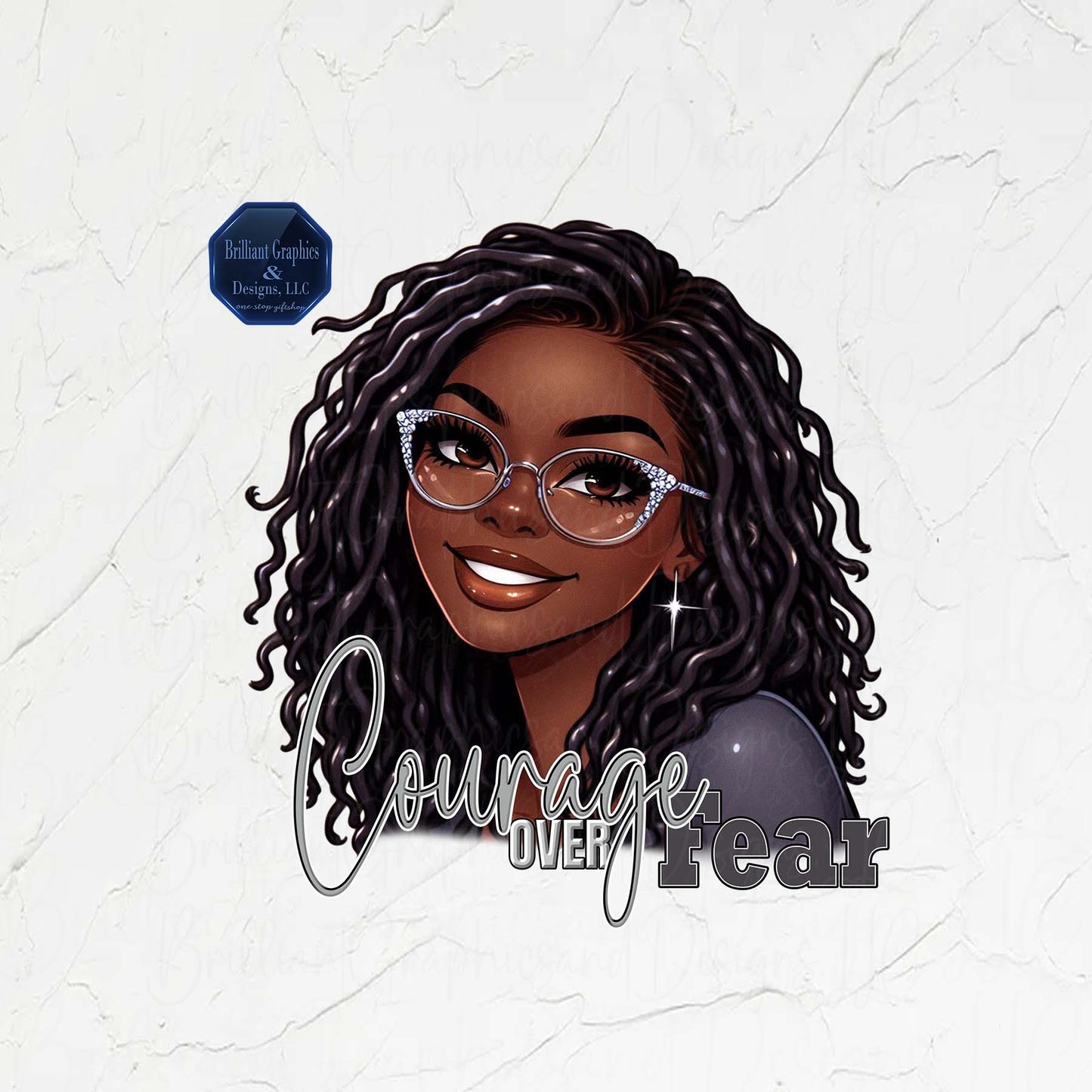 Courage Over Fear. African American Woman Clip Art. PNG. Instant Download. Sublimation. DTF.
