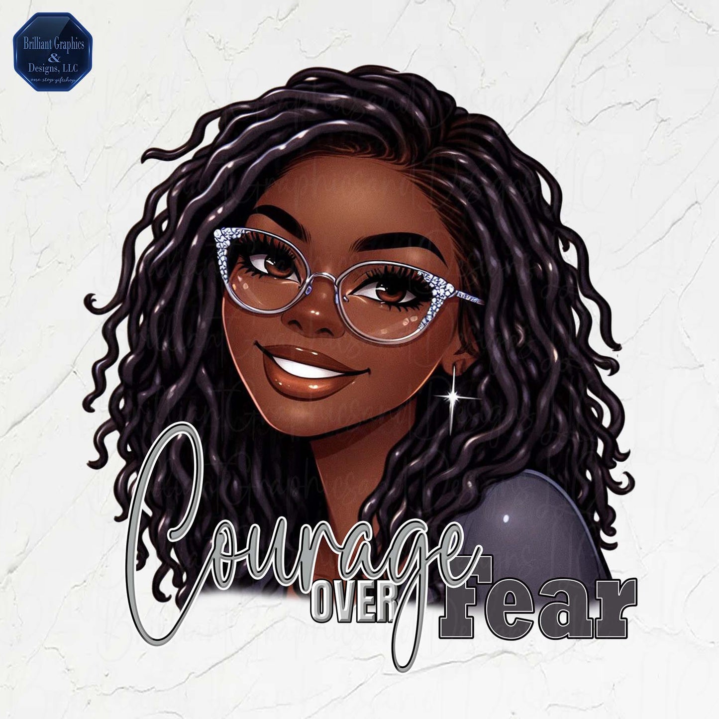 Courage Over Fear. African American Woman Clip Art. PNG. Instant Download. Sublimation. DTF.