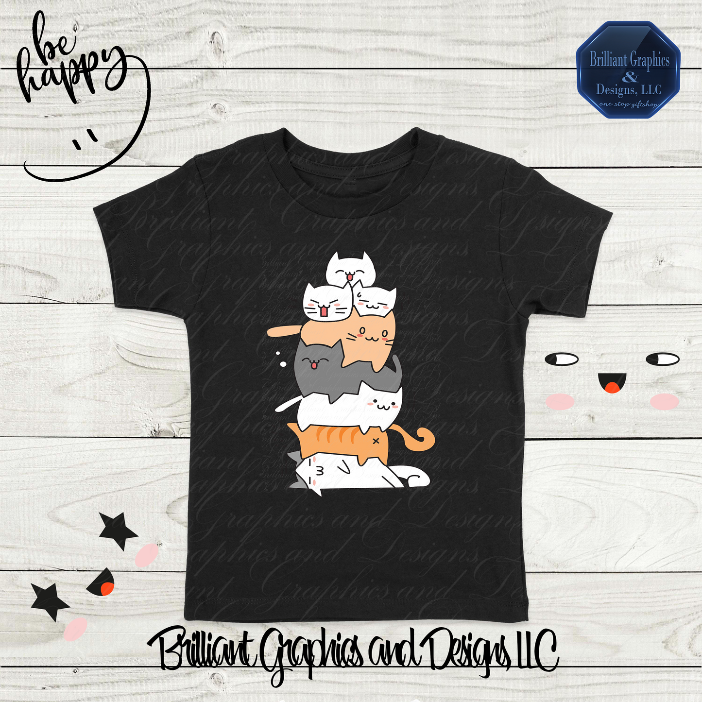 Kawaii Cats Pyramid Youth T-shirt