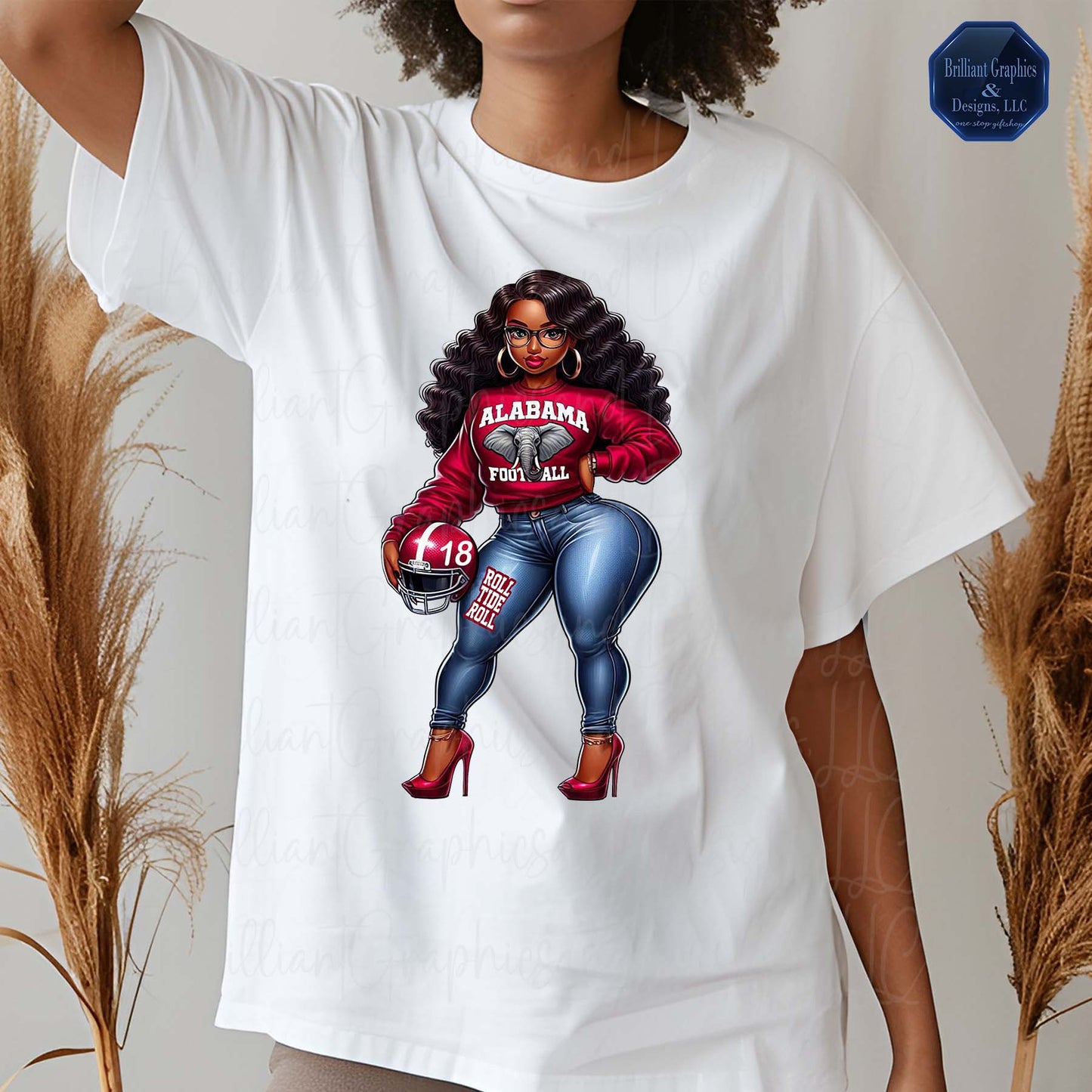 Alabama Fan, Woman PNG File, College Football Season. Bonus File included.