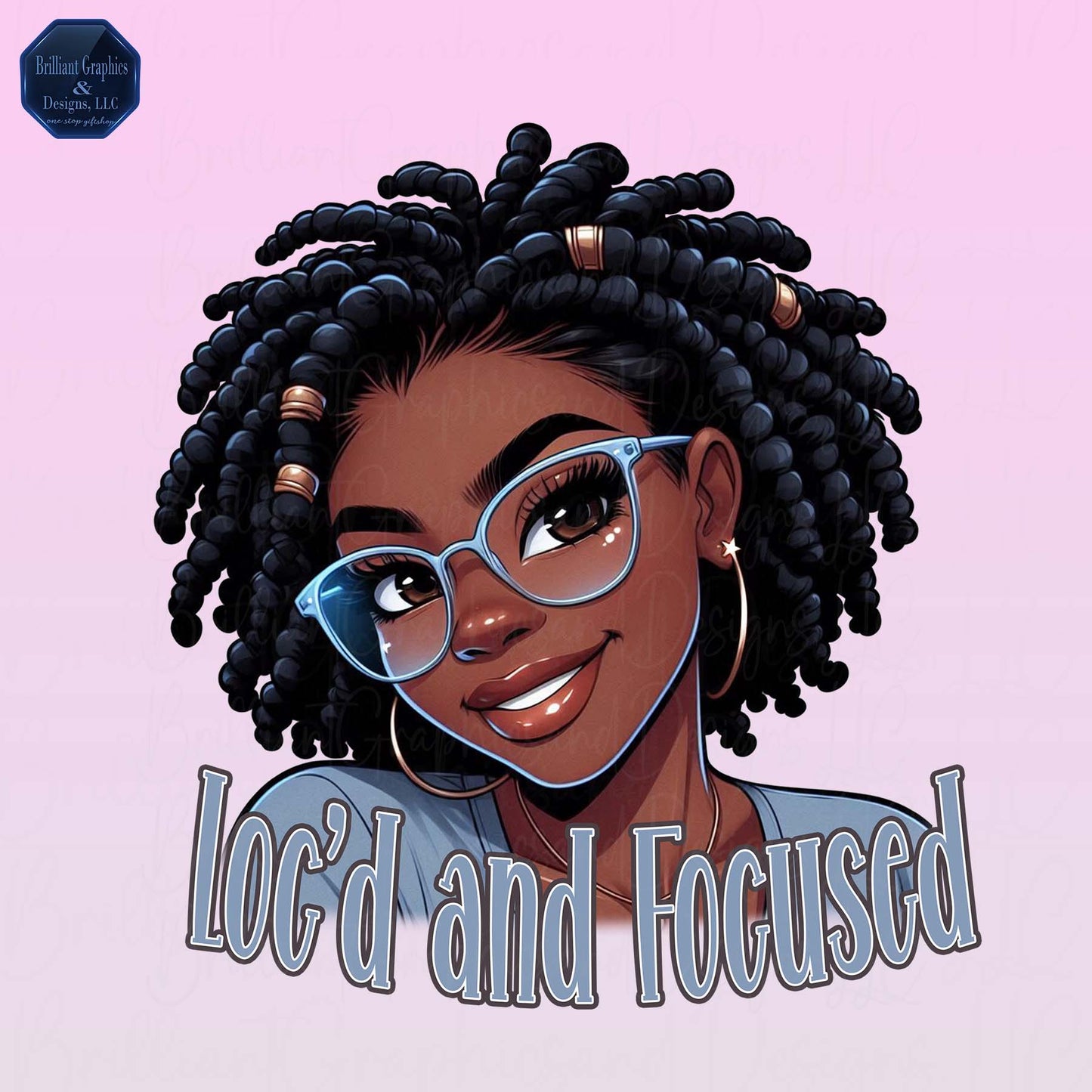 Loc'd And Focused. Beautiful African American Woman Clip Art. PNG. Transparent Background. Digital Download.