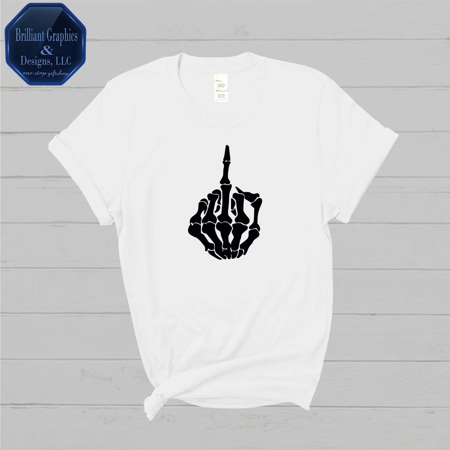 Skeleton Middle Finger Funny Halloween Adult T-shirt