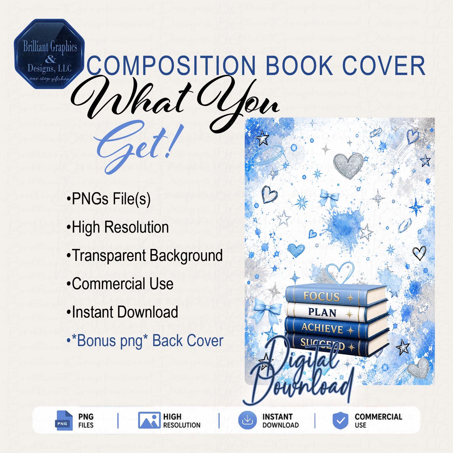 Composition Notebook Cover - Study and Shine | Digital Download