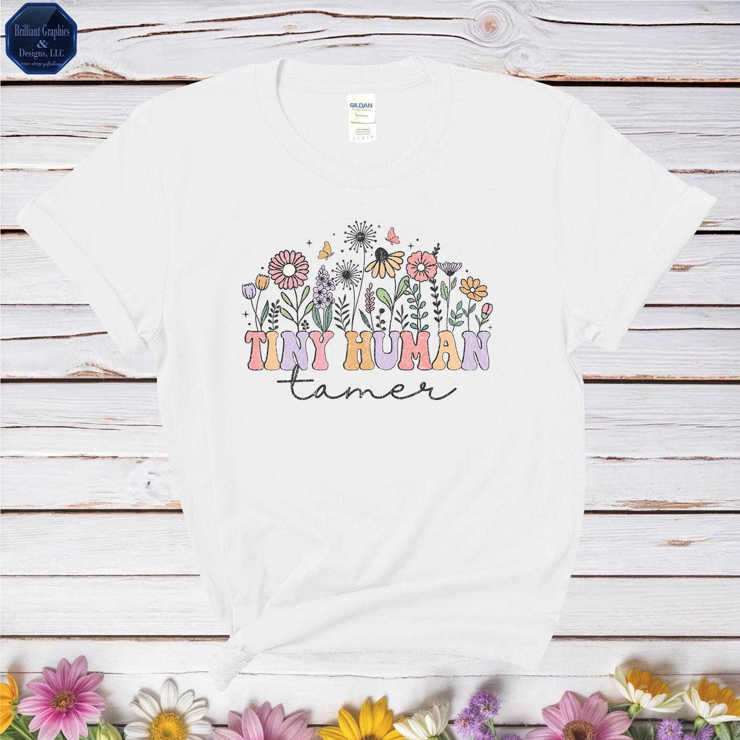Tiny Human Tamer, Retro Teacher/Mom T-shirt. Child Care Worker Gift.