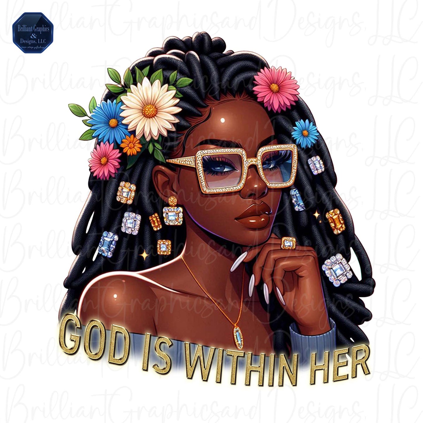 God Is Within Her. African American Woman. PNG. Sublimation. DTF. Digital Download. Motivational.