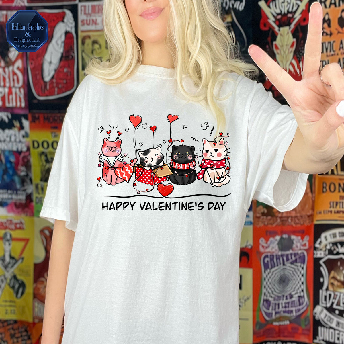 Happy Valentine's Day Cats. Adorable Cats. Festive Shirt.