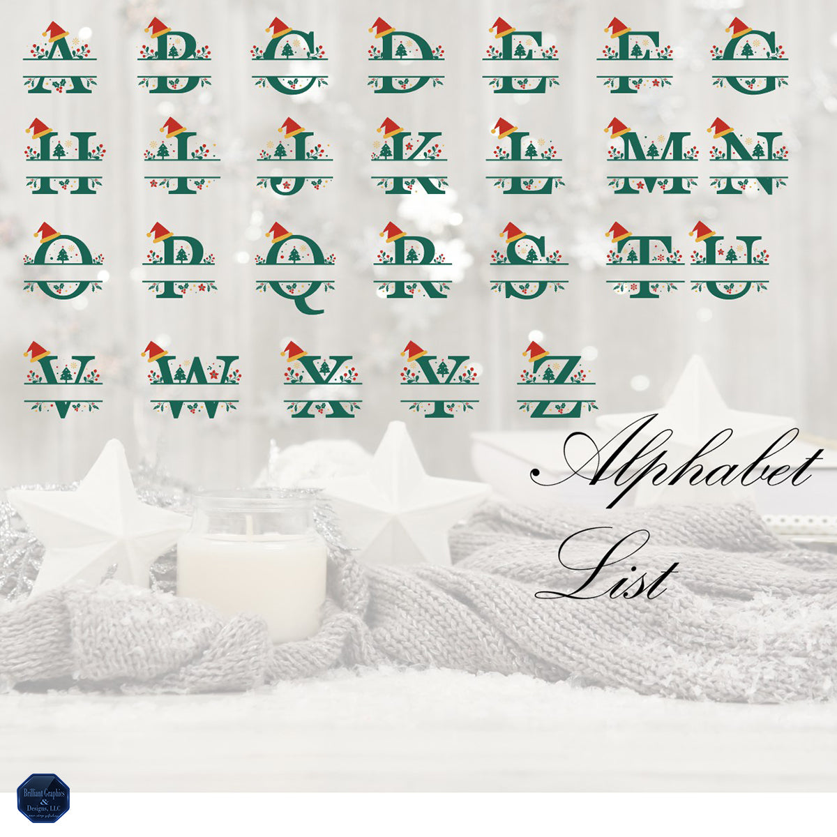 Personalized Monogram Ornament. Family Christmas Ornament.