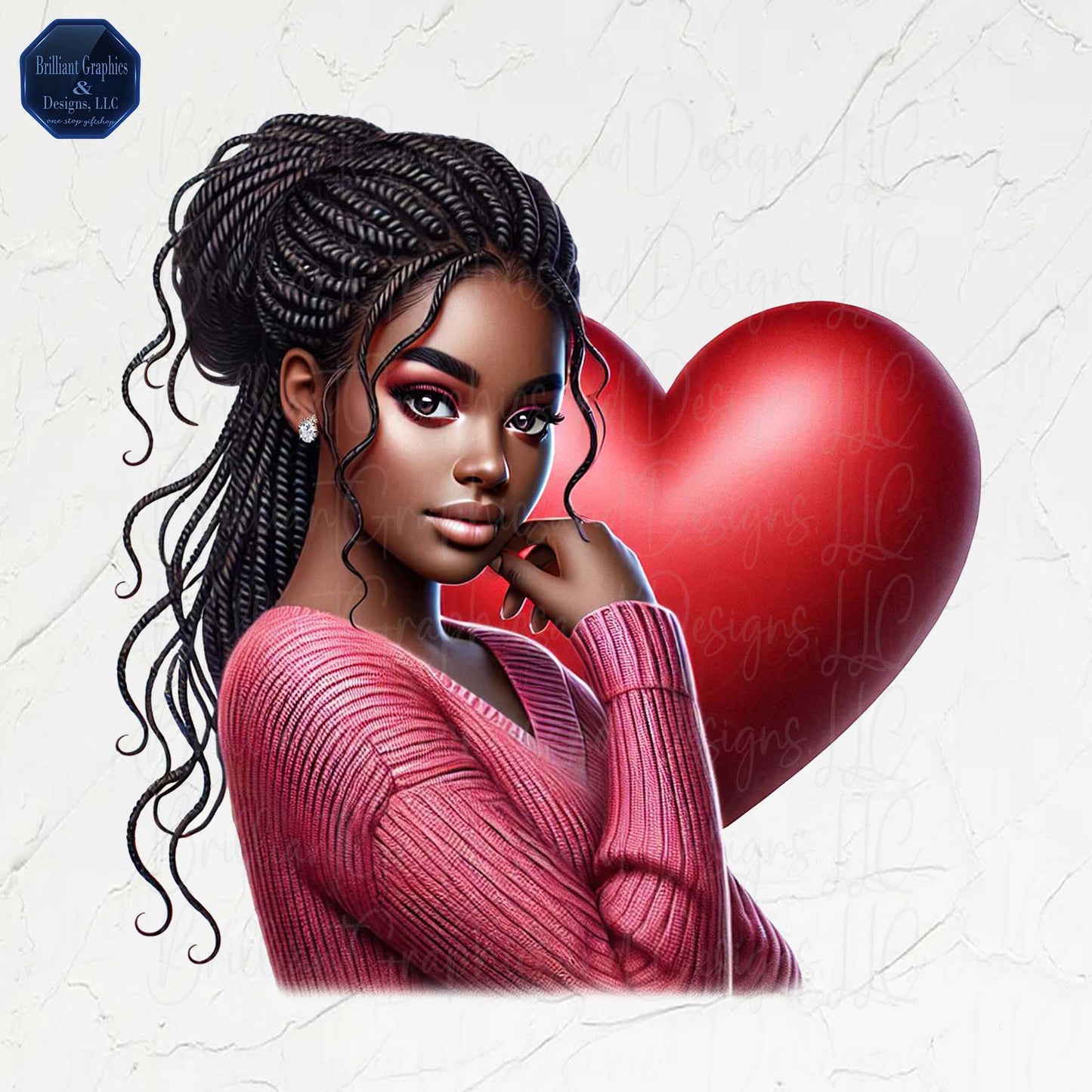 Lovely African American Woman. PNG. Digital Illustration.