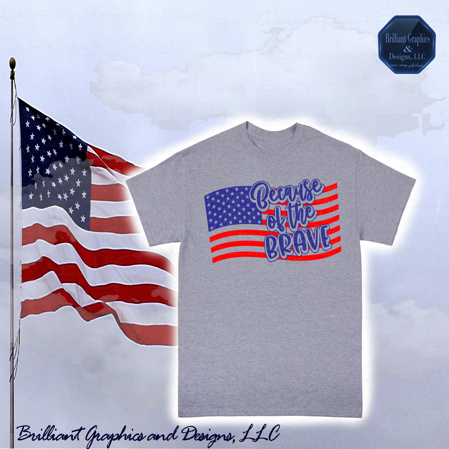 Land of the Free because of the Brave Patriotic USA T-shirt