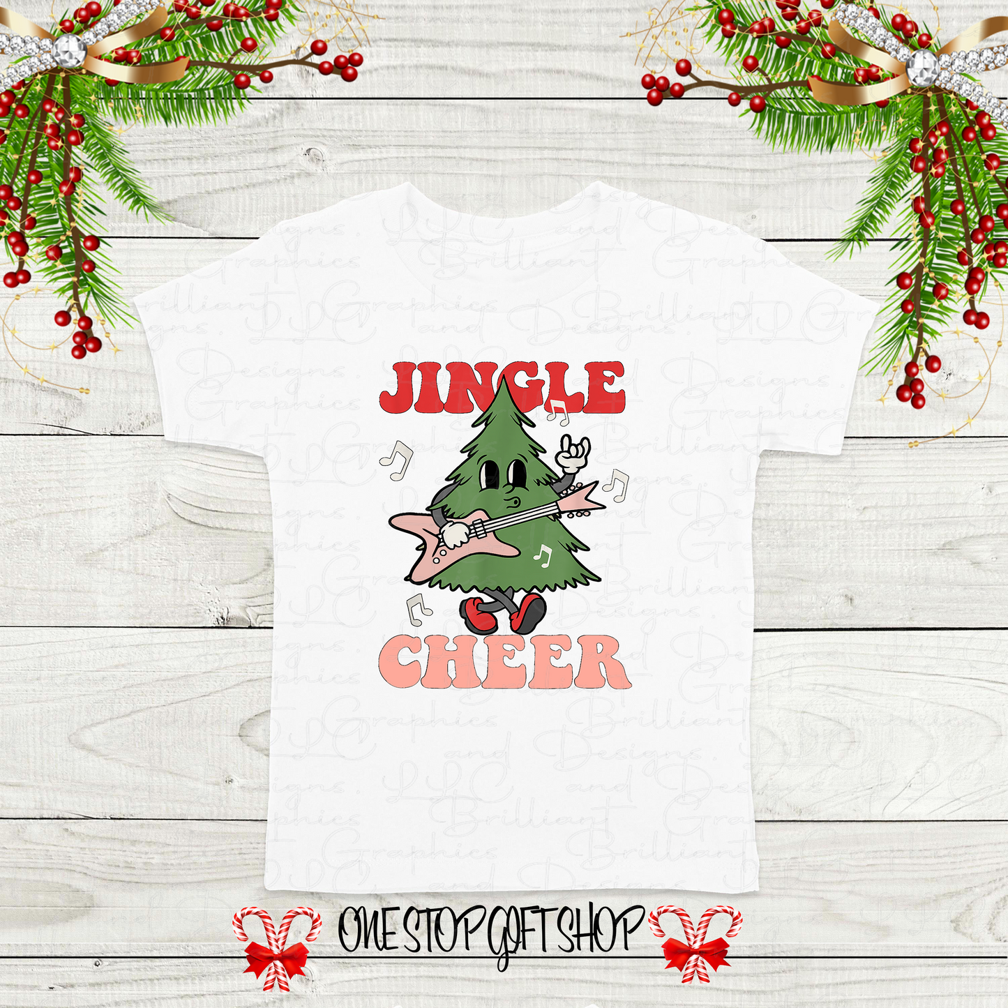 Jingle Rockin' Kids Christmas Retro T-Shirt