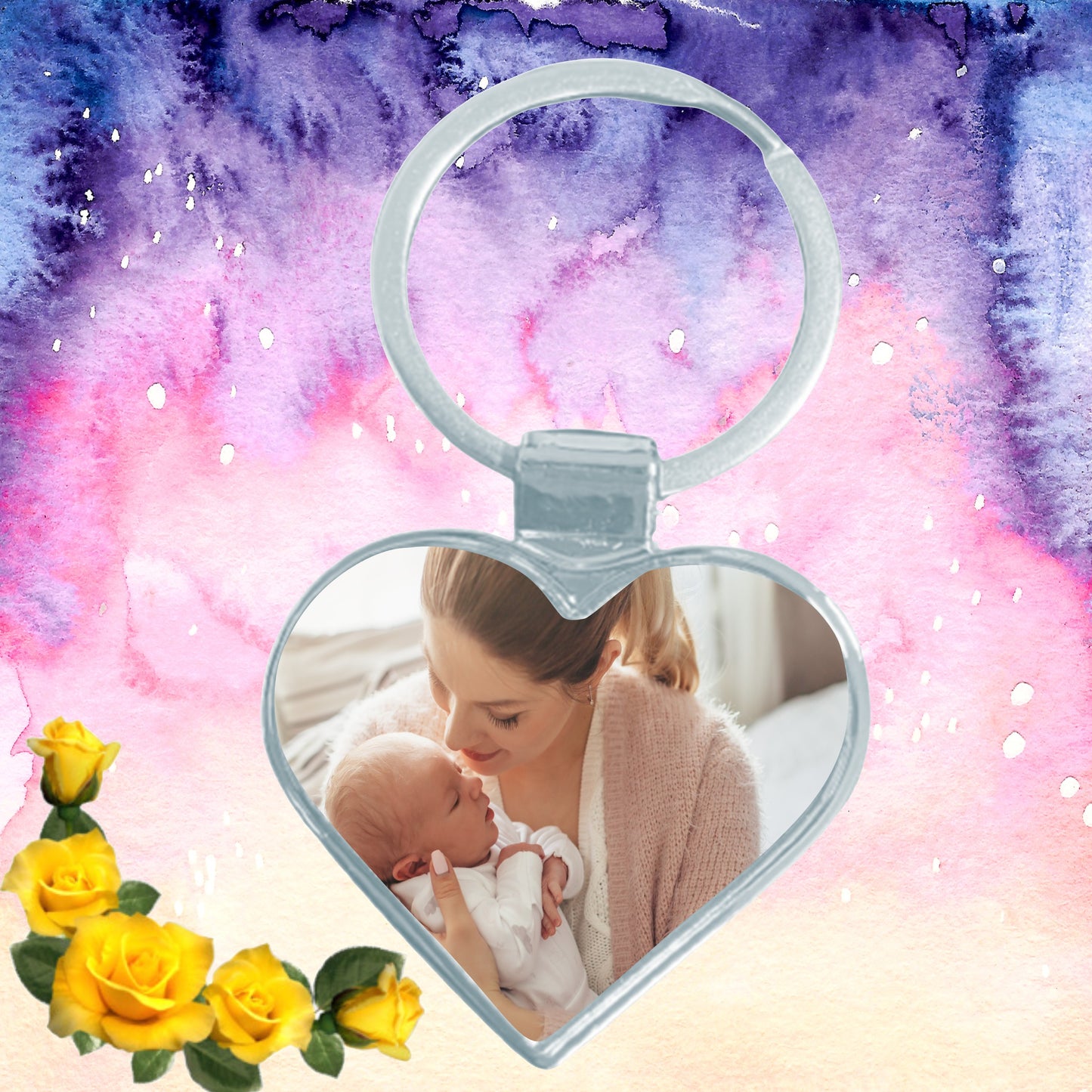 Personalized Heart Photo Keychain