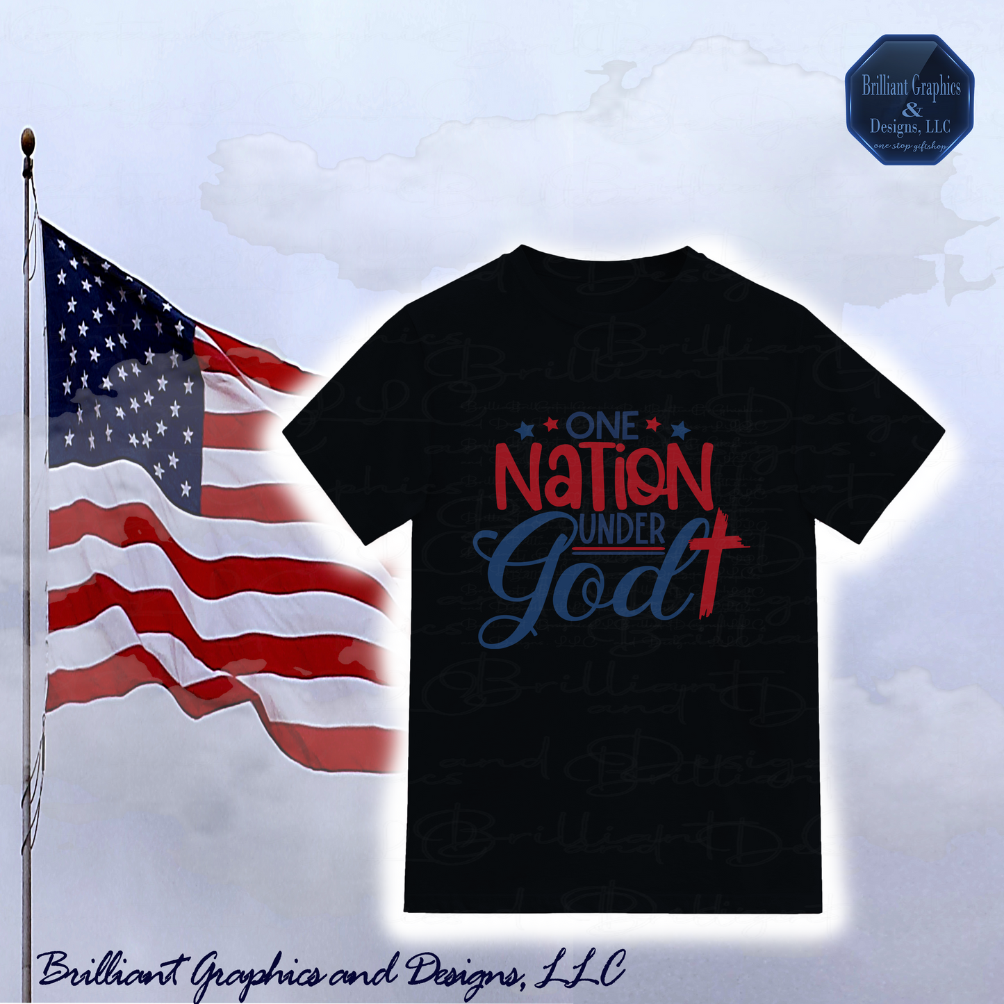 One Nation Under God Patriotic T-shirt