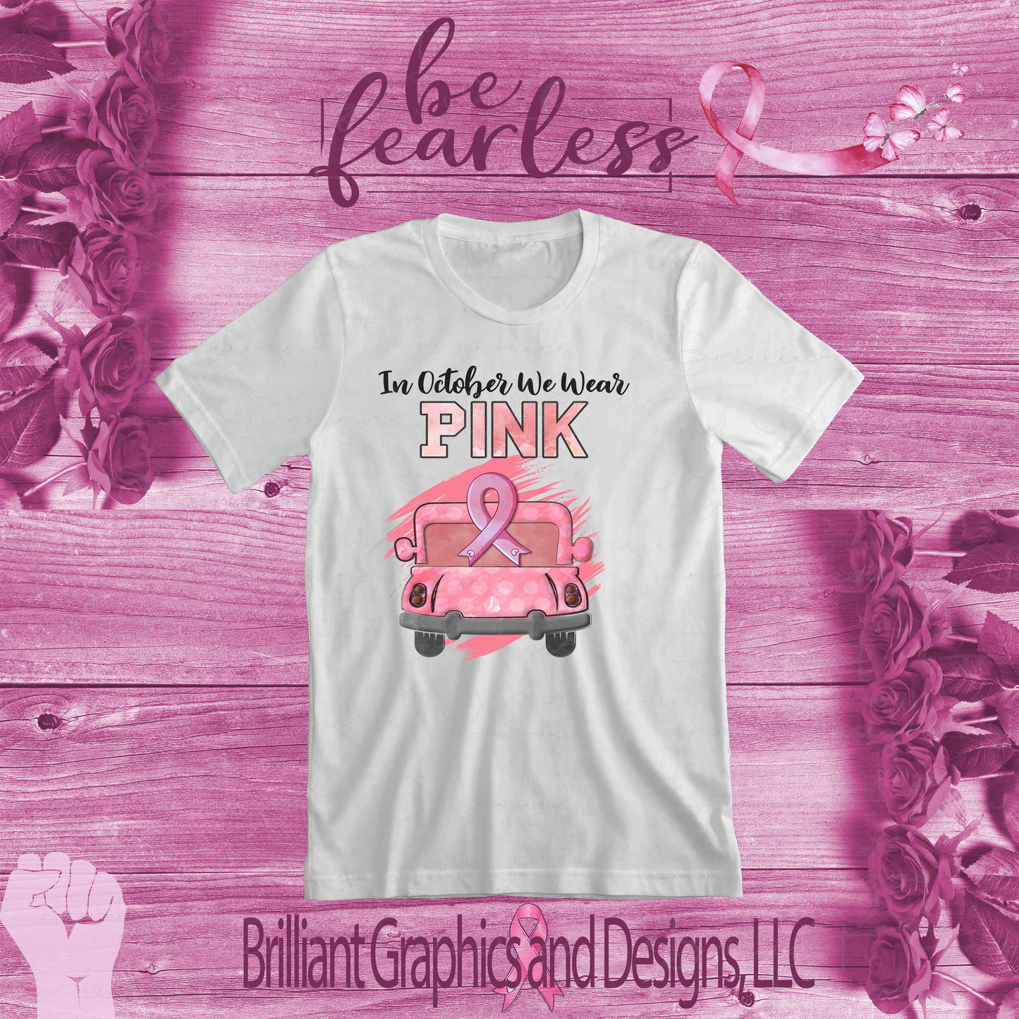 We Wear Pink in October Pick-up Truck, Breast Cancer Awareness T-shirt