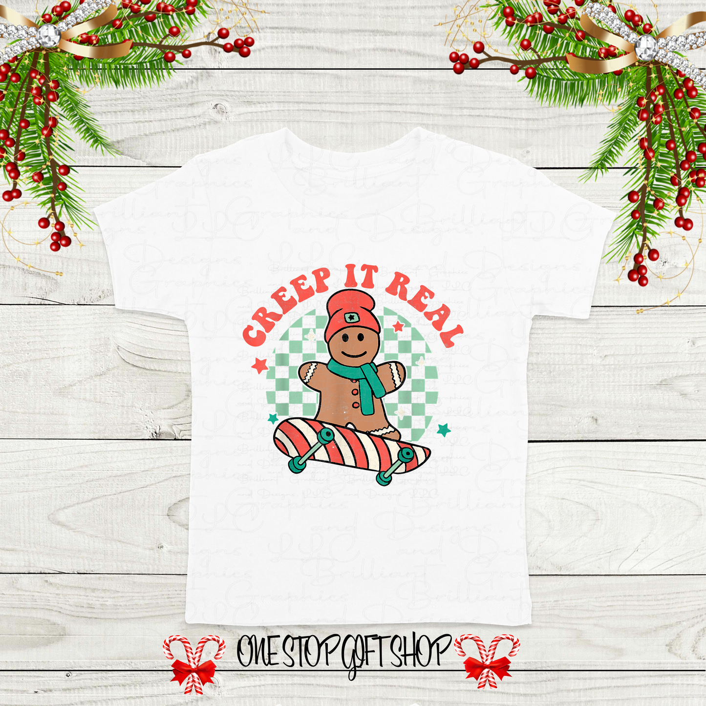 Gingerbread Skateboarding Kids T-Shirt