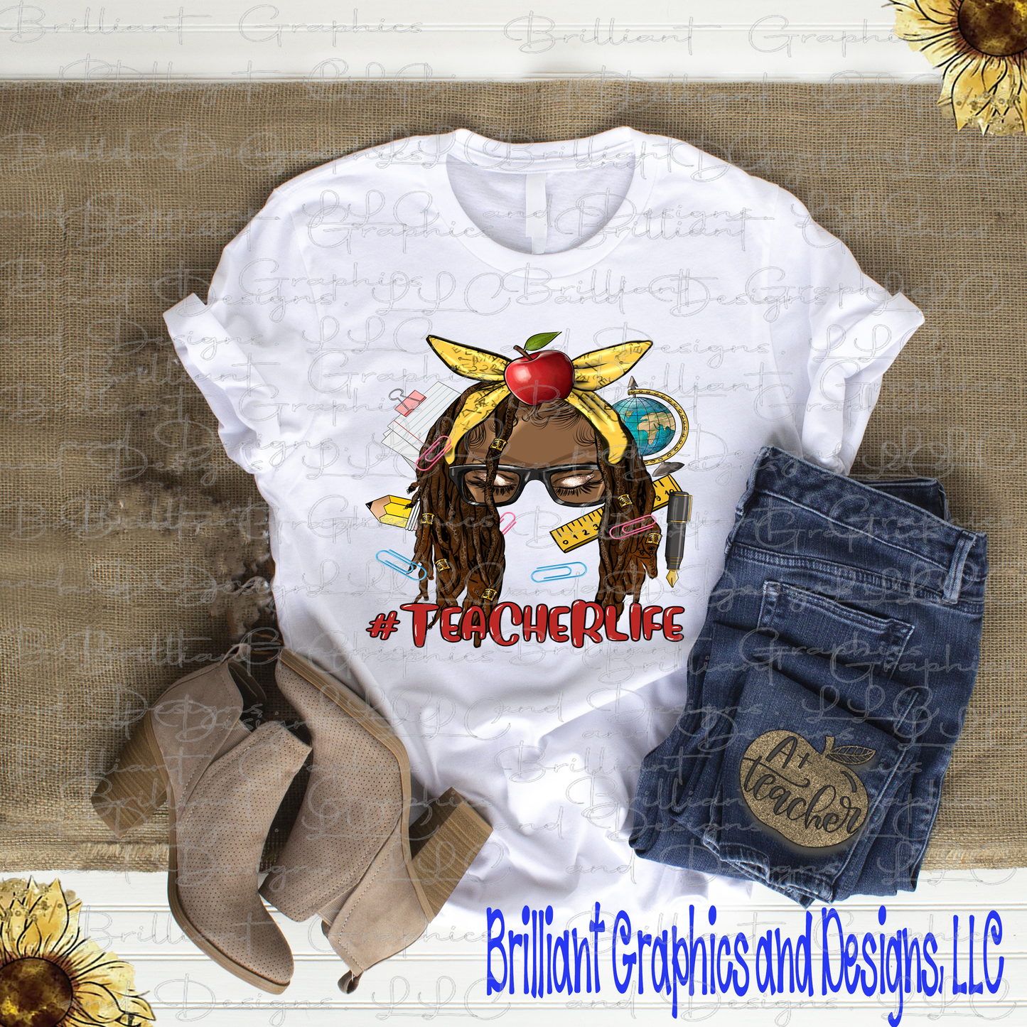 Teacher Life, African American Woman Locs Tshirt