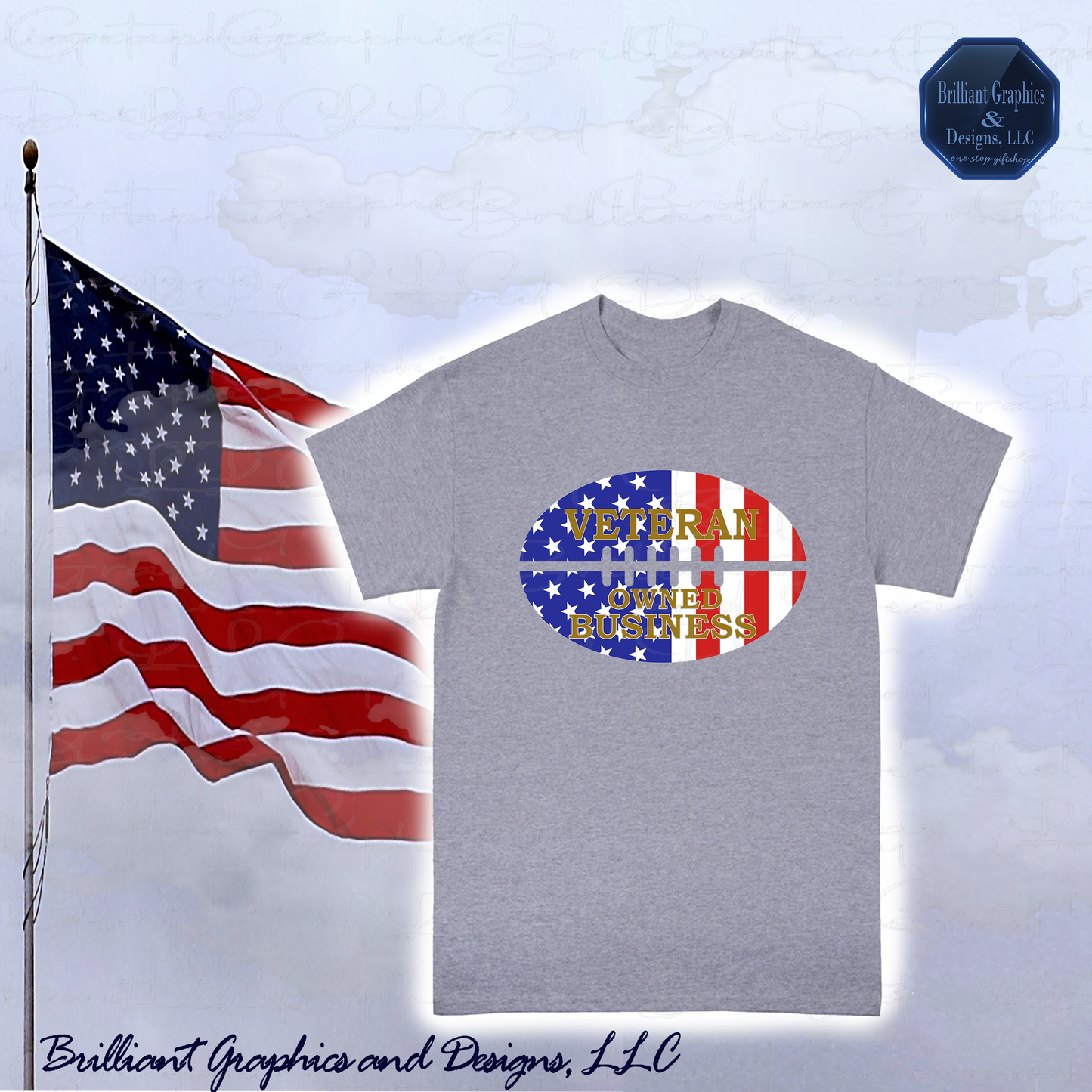 Support Veteran Owned Business Football Design T-shirt