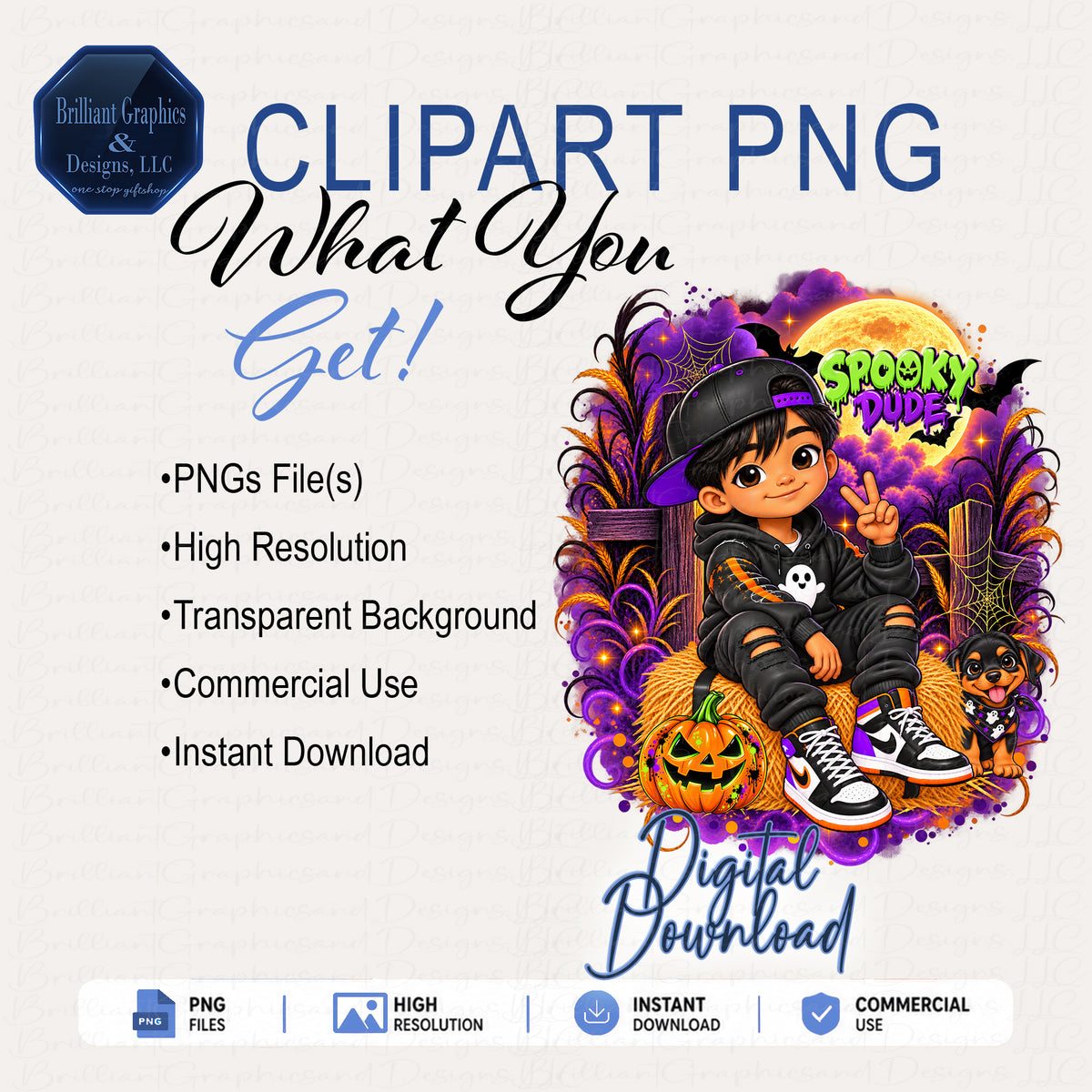 Spooky Dude.3. Halloween Clipart Design | Digital Download