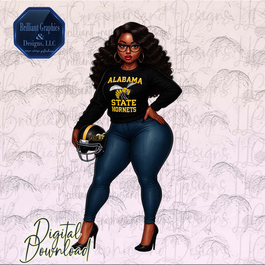 Alabama State Fan, Woman PNG File, College Football Season