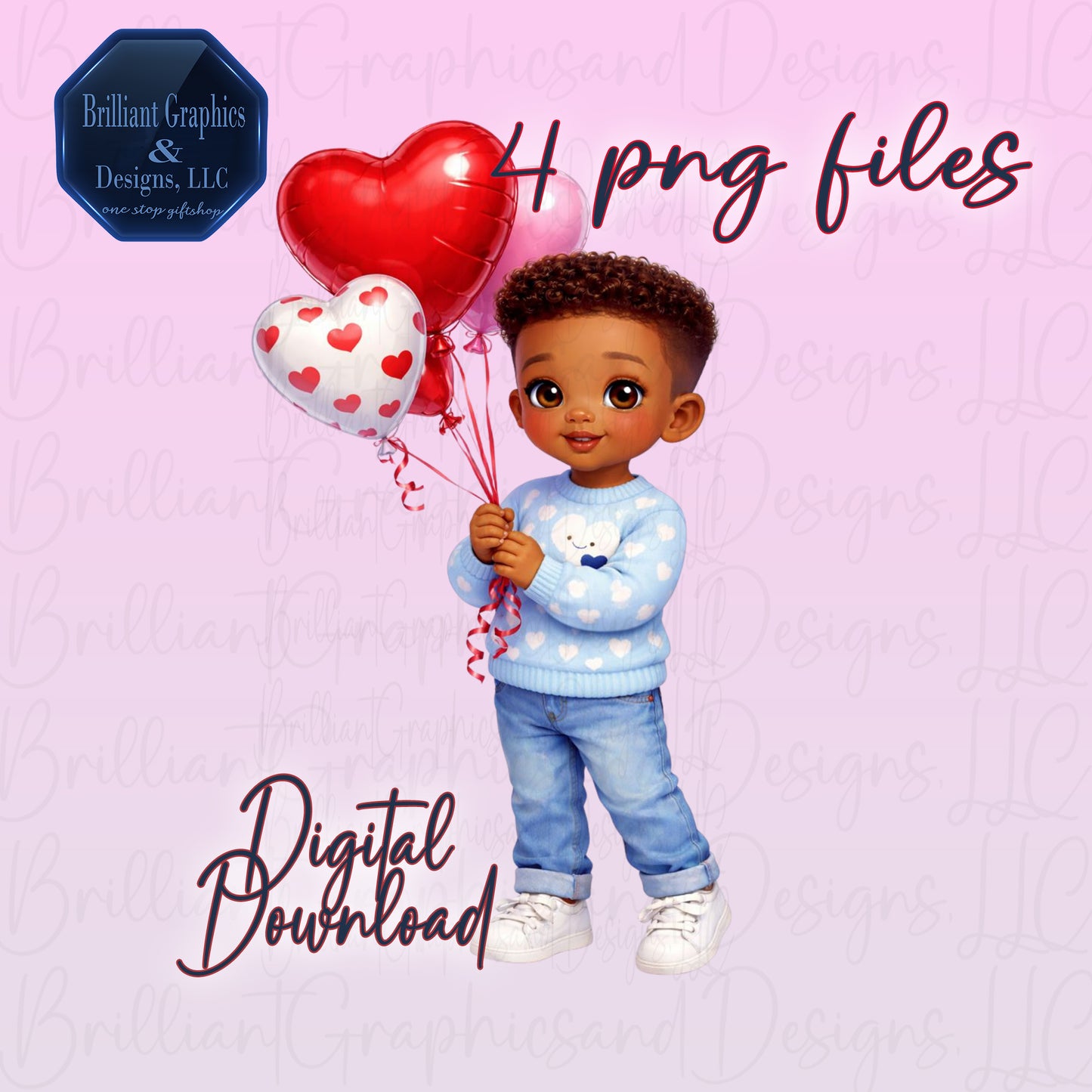 Adorable Boy Clipart Bundle | Cute Black Boy PNG Set | Valentine | Birthday