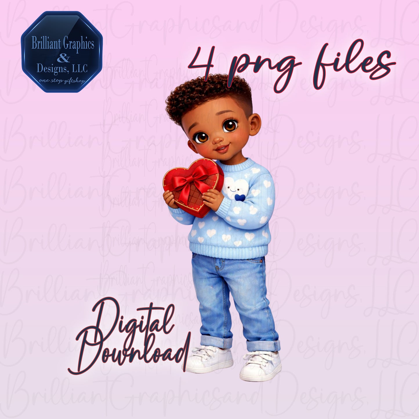 Adorable Boy Clipart Bundle | Cute Black Boy PNG Set | Valentine | Birthday