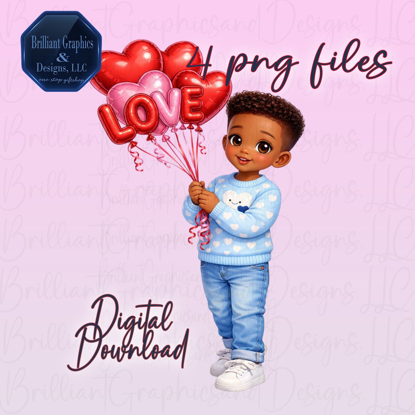 Adorable Boy Clipart Bundle | Cute Black Boy PNG Set | Valentine | Birthday