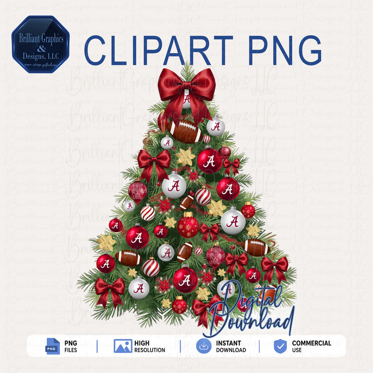 Alabama Crimson Christmas Tree Digital Art | Airbrushed Holiday Print | PNG. Sublimation. DTF.