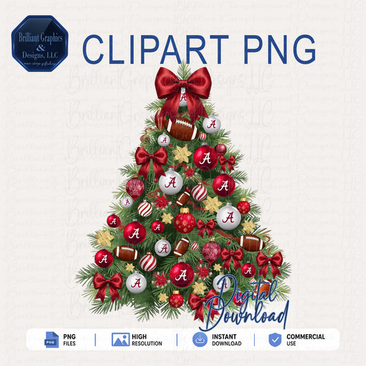 Alabama Crimson Christmas Tree Digital Art | Airbrushed Holiday Print | PNG. Sublimation. DTF.