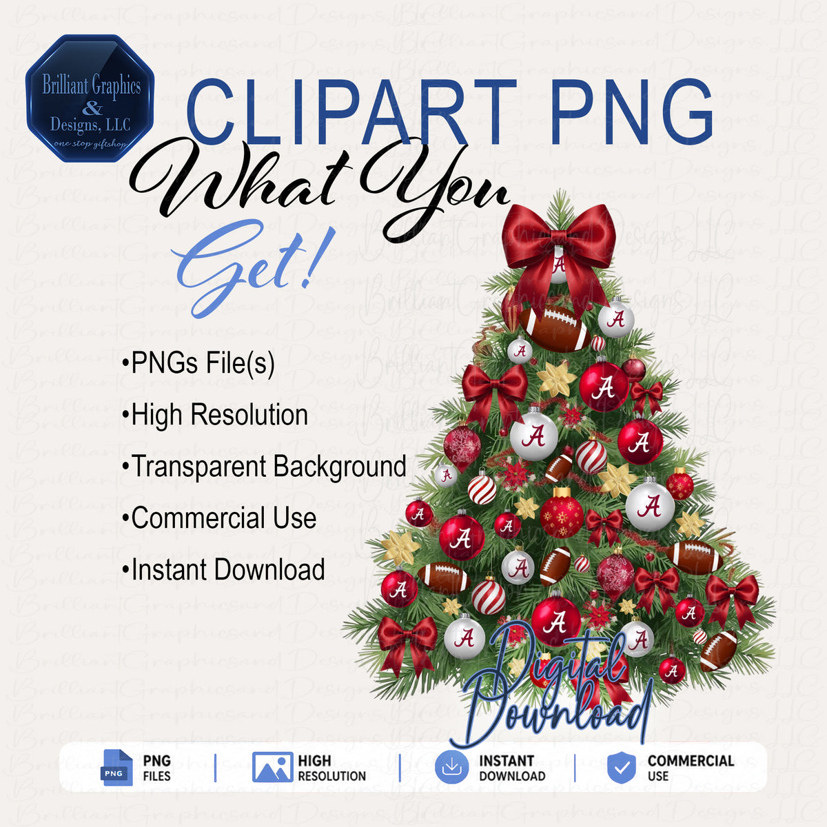 Alabama Crimson Christmas Tree Digital Art | Airbrushed Holiday Print | PNG. Sublimation. DTF.