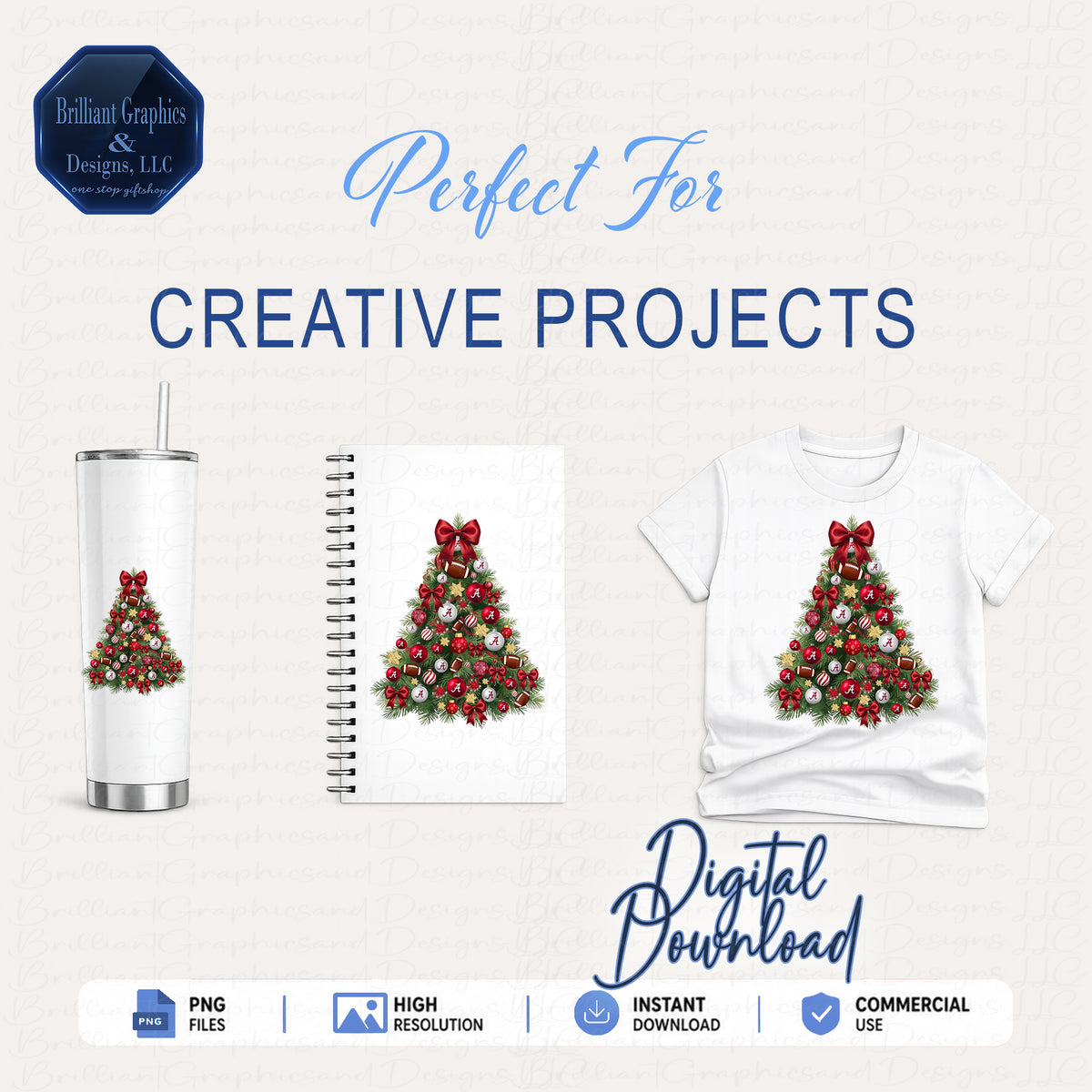 Alabama Crimson Christmas Tree Digital Art | Airbrushed Holiday Print | PNG. Sublimation. DTF.