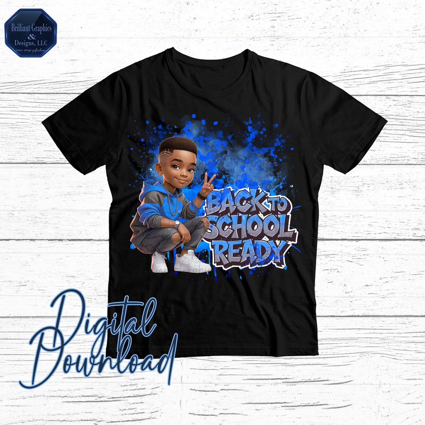 Back to School – Graffiti Style Digital Art of African American Boy | Digital Download