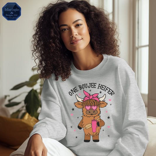 One Boujee Heifer Highland Cow Sweatshirt