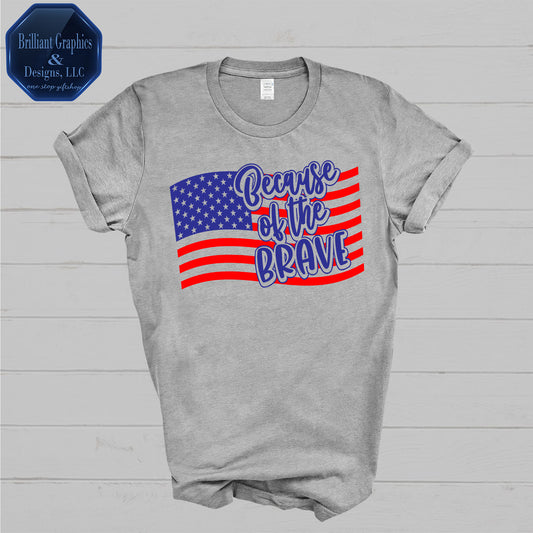 Land of the Free because of the Brave Patriotic USA T-shirt