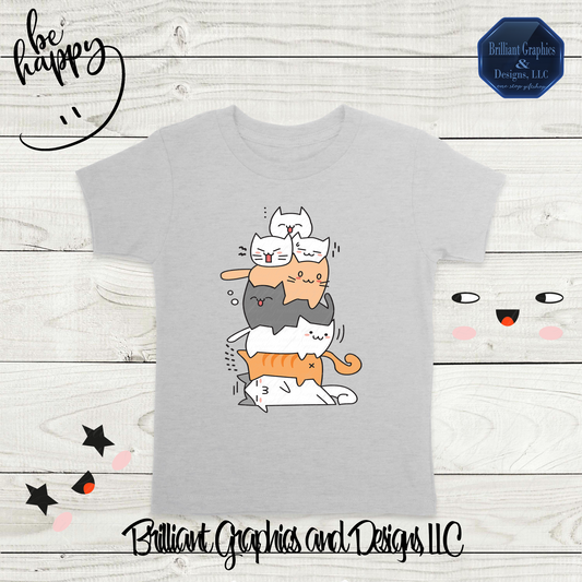 Kawaii Cats Pyramid Youth T-shirt