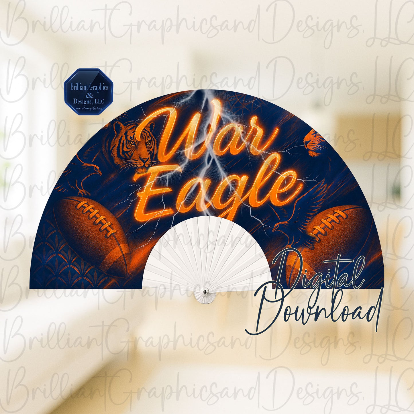 Auburn Clack Fan Design PNG | Digital Download | War Eagle. Clip Art. PNG. Digital Download
