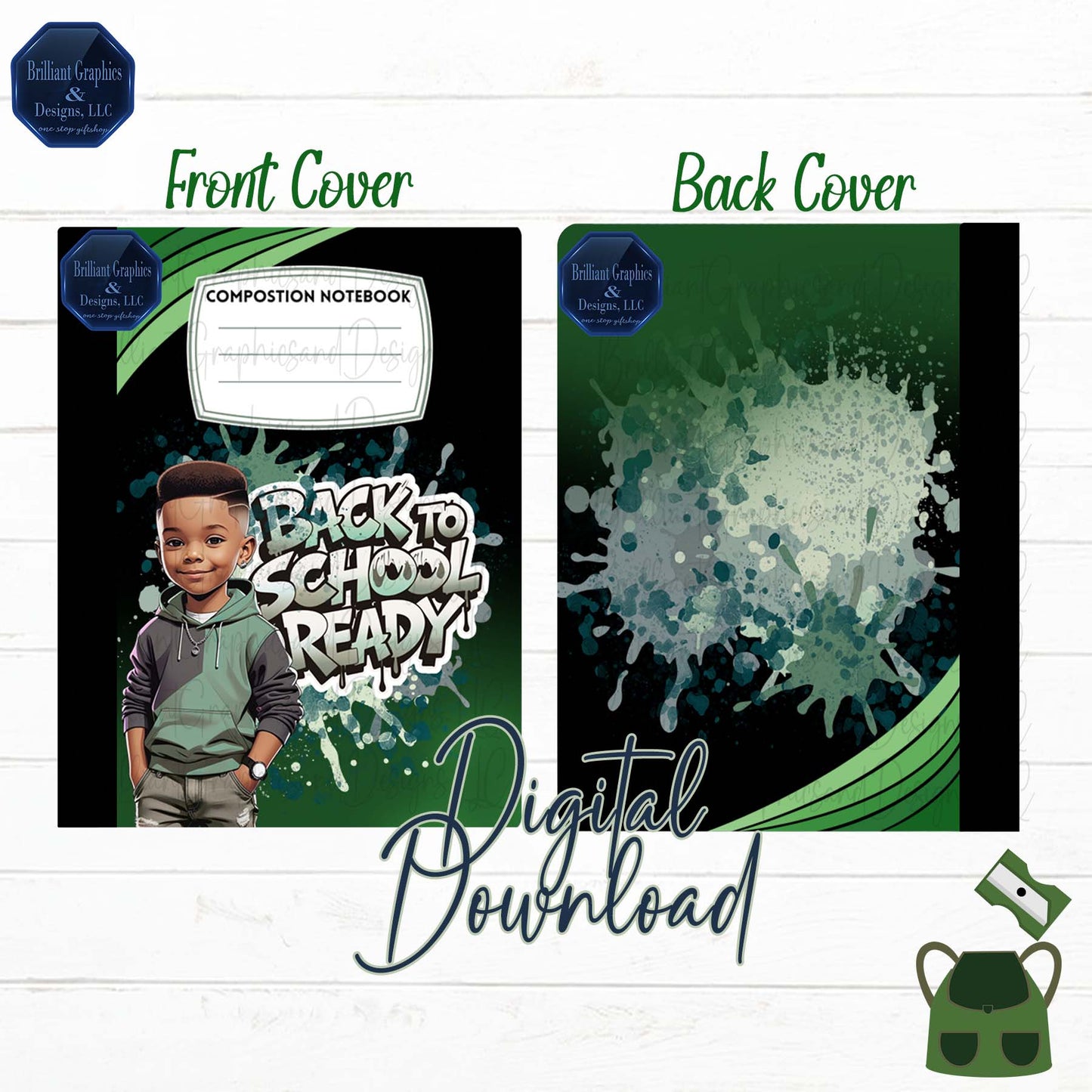 Back to School Ready – Composition Notebook Cover Template | Digital Download