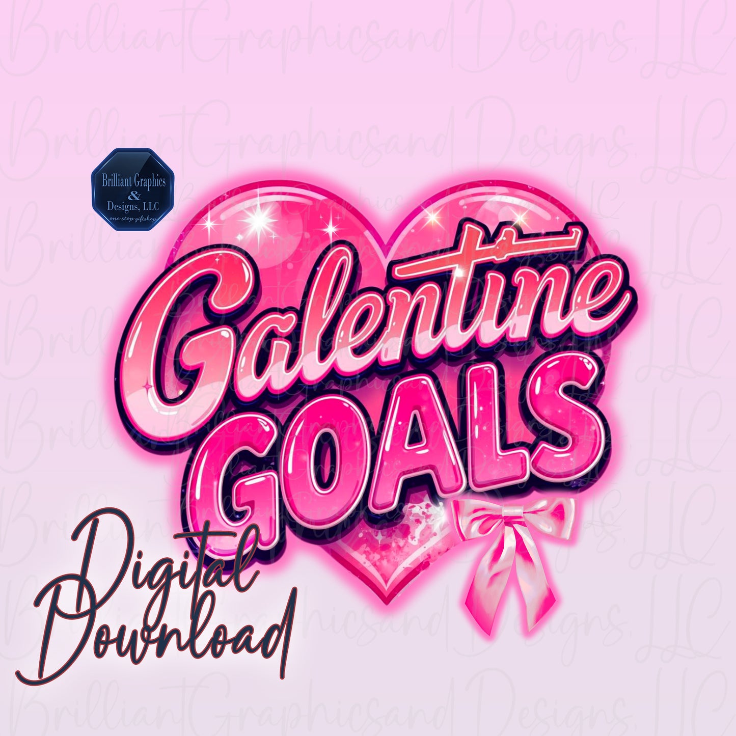 Galentine Goals Pink Heart PNG – Valentine Digital Design. Girls Clip Art. Love Graphic.