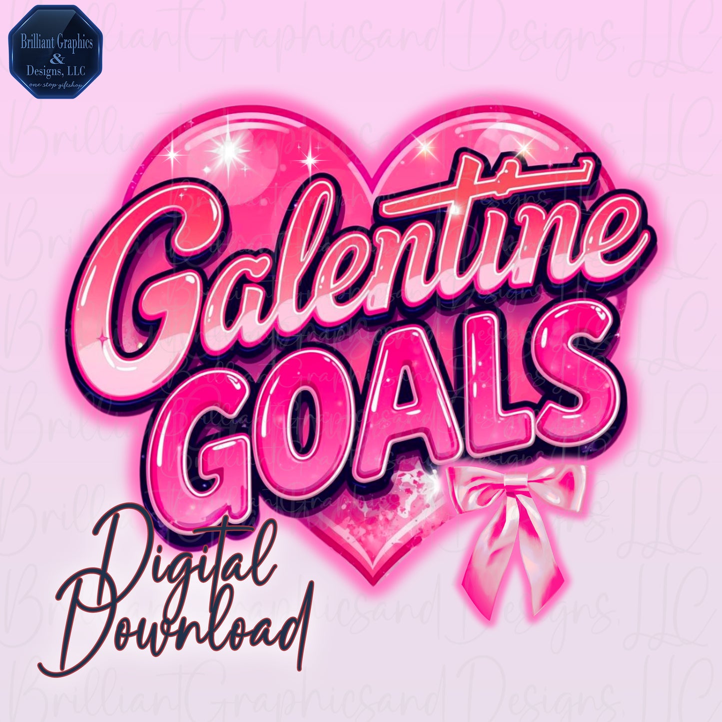 Galentine Goals Pink Heart PNG – Valentine Digital Design. Girls Clip Art. Love Graphic.