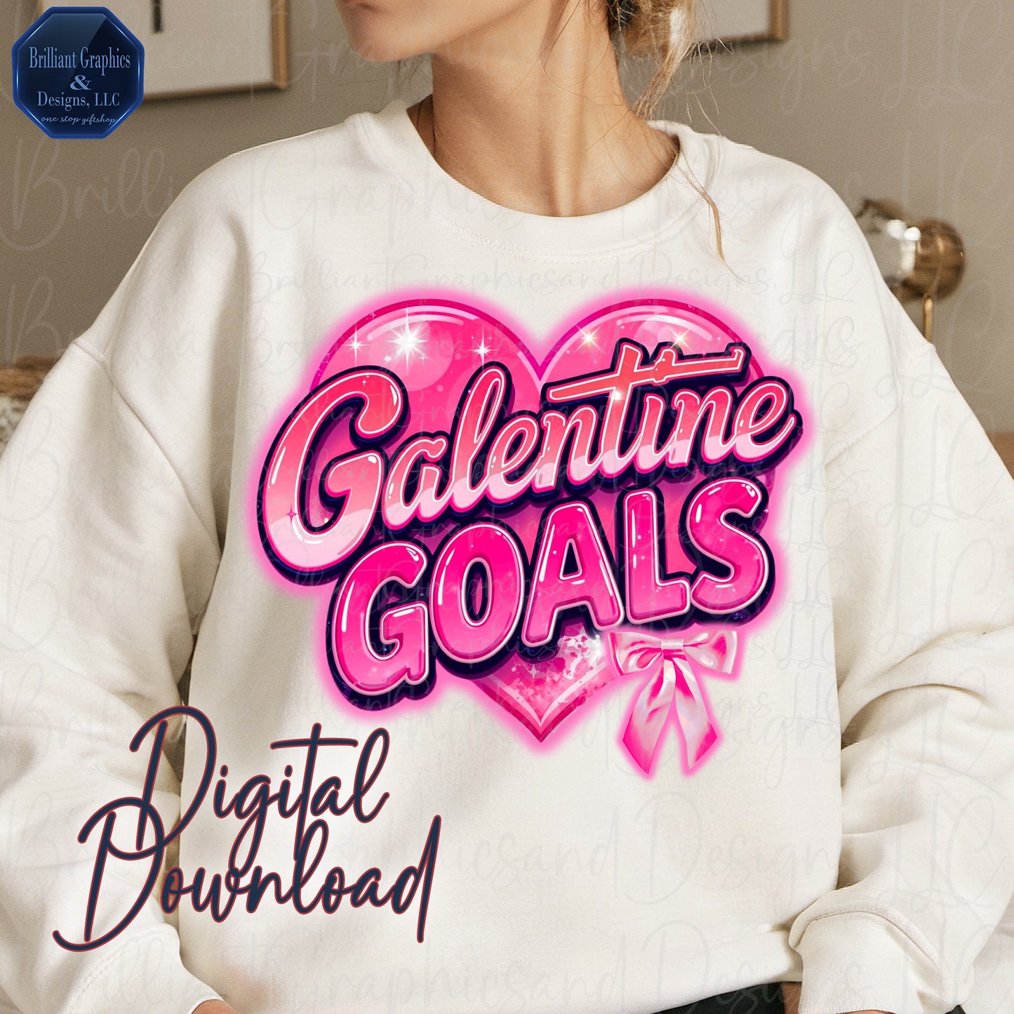 Galentine Goals Pink Heart PNG – Valentine Digital Design. Girls Clip Art. Love Graphic.