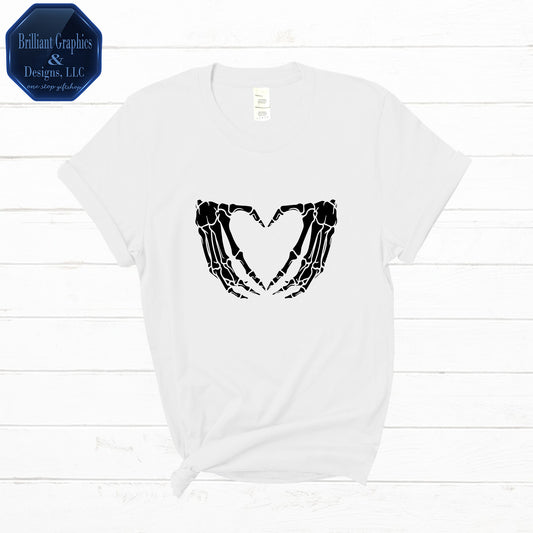 Skeleton Heart Hands Halloween Adult T-shirt