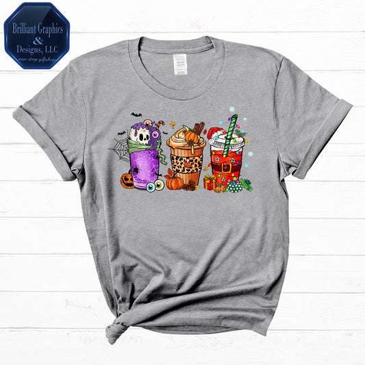 Happy HalloThanksMas Tee, Fall Holiday Tshirt