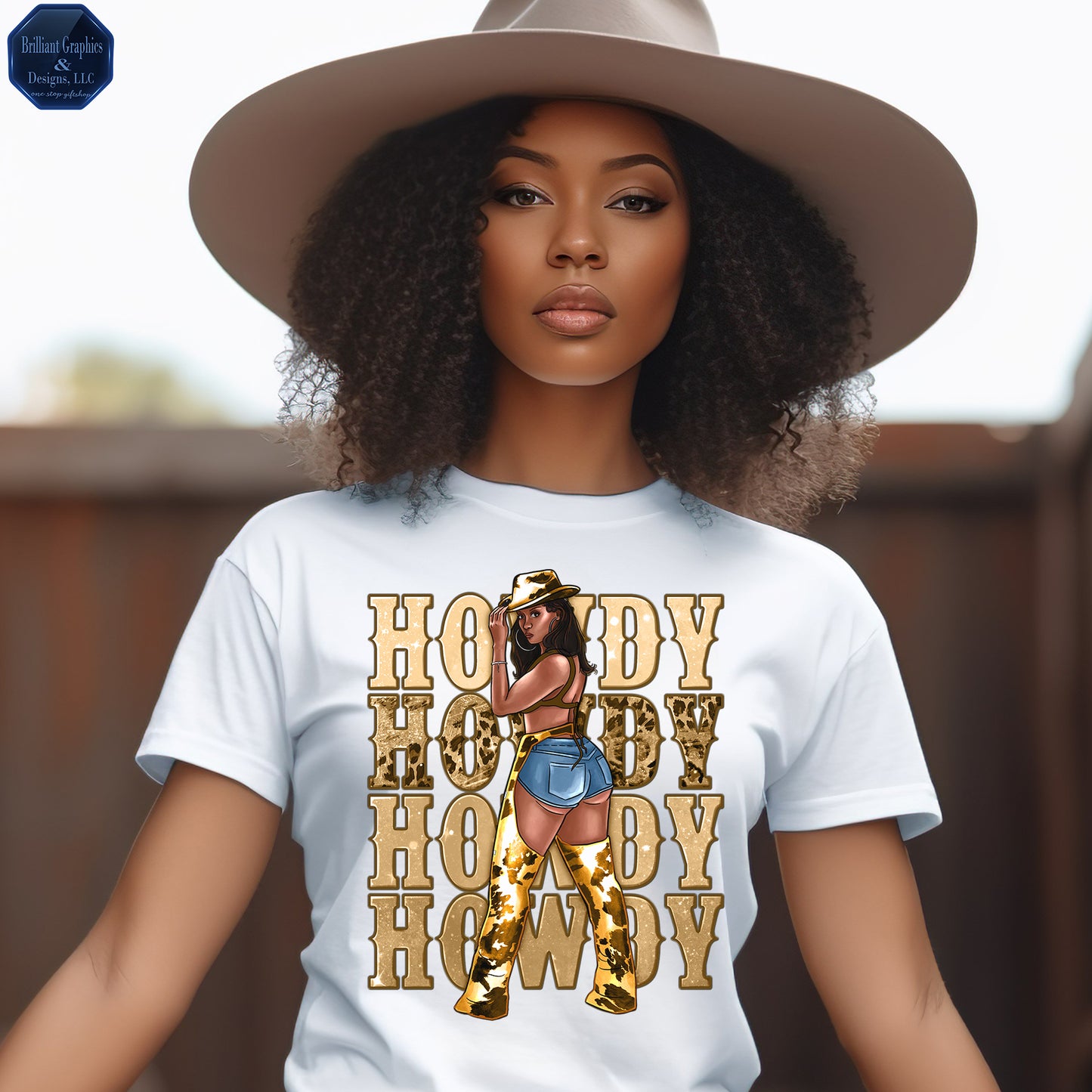 Western Black Woman, Howdy Cowgirl T-shirt