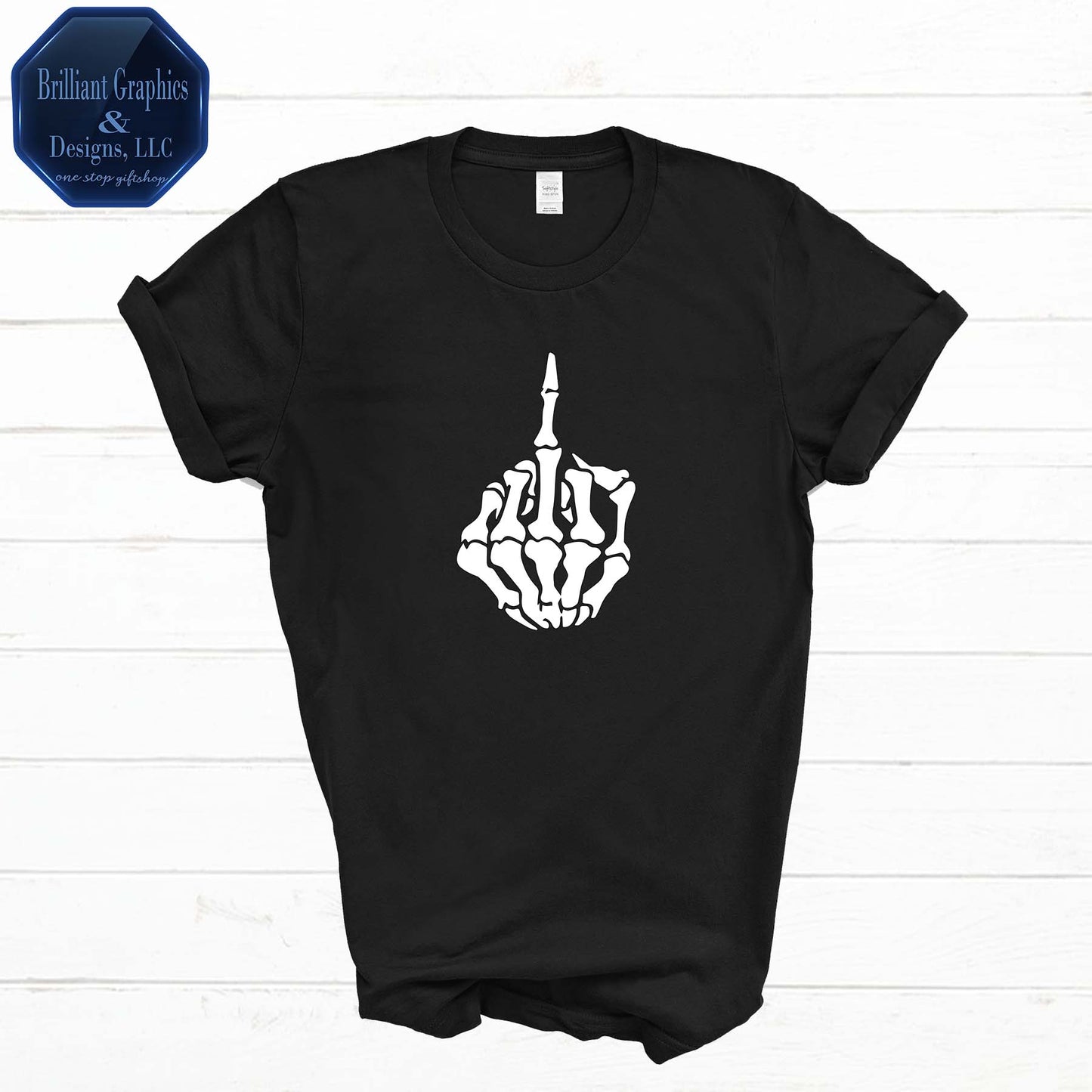 Skeleton Middle Finger Funny Halloween Adult T-shirt