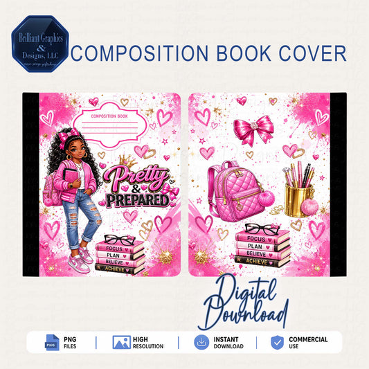 Composition Notebook Cover - Pretty and Prepared | Digital Download