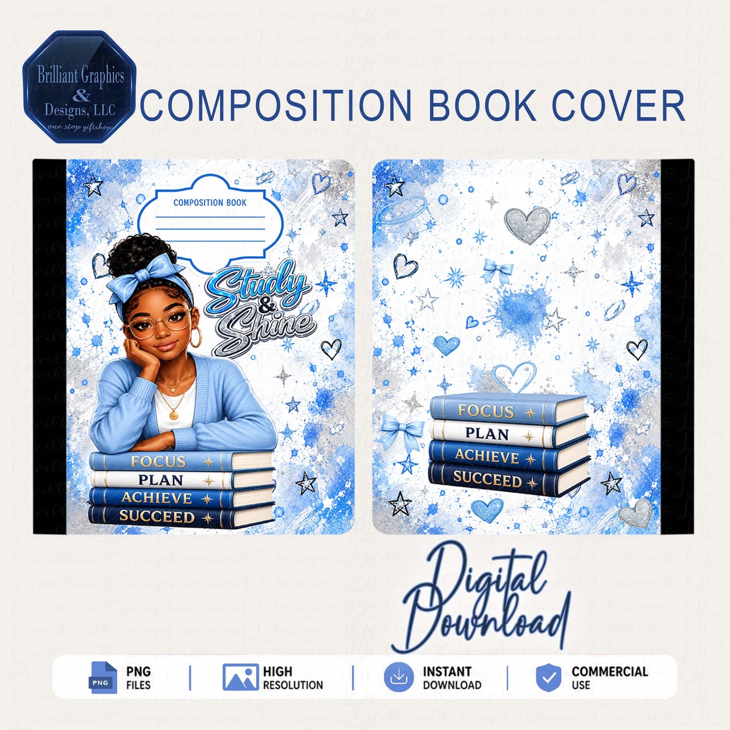 Composition Notebook Cover - Study and Shine | Digital Download