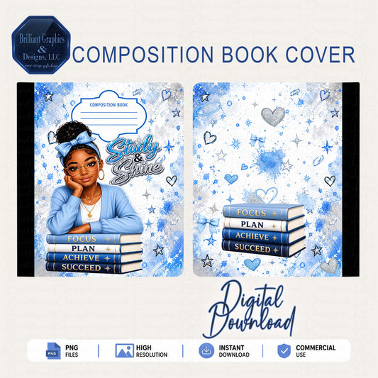 Composition Notebook Cover - Study and Shine | Digital Download