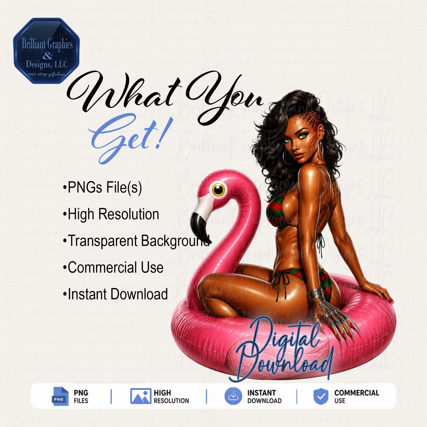 Summerween Horror Girl PNG | African American Horror Character | Spooky Summer. Digital Download