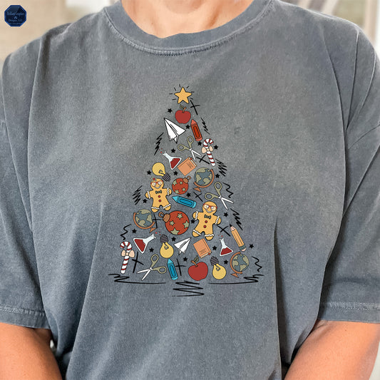 Teacher Christmas Tree, Comfort Color Shirt