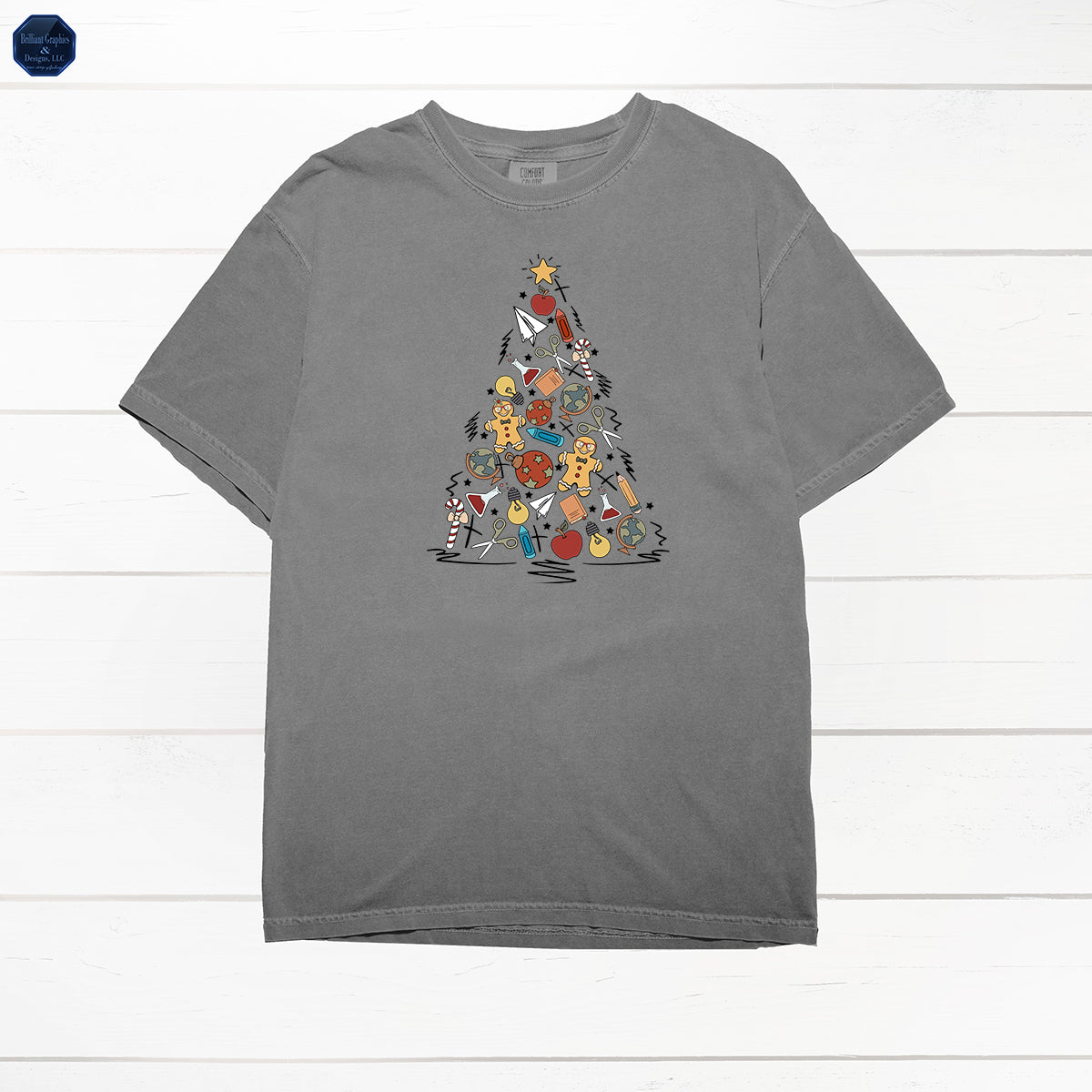 Teacher Christmas Tree, Comfort Color Shirt