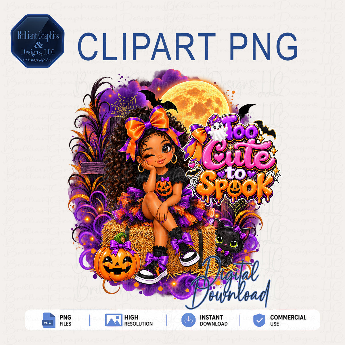 Too Cute To Spook. Halloween Design | Digital Download